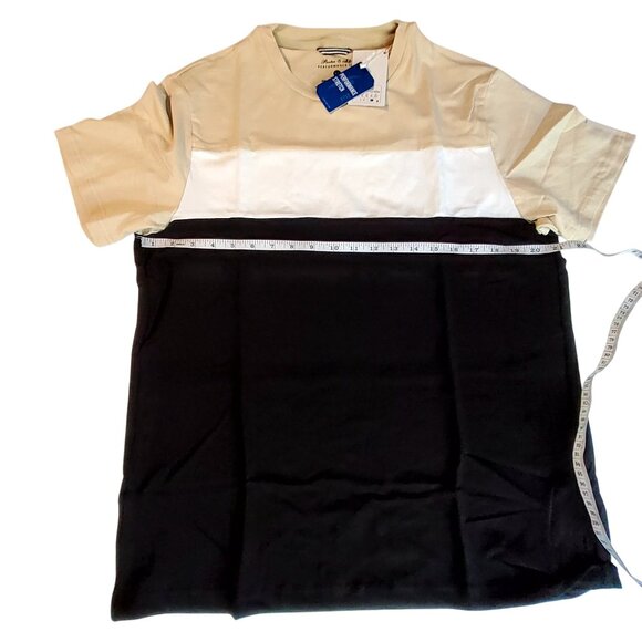Porter & Ash Mens Performance Stretch Tee Size  XL Colorblock Beige/White/Black - Picture 3 of 10